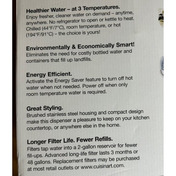 Cuisinart CleanWater 2-Gallon Countertop Filtration System WCH-1500 - Picture 3 of 10